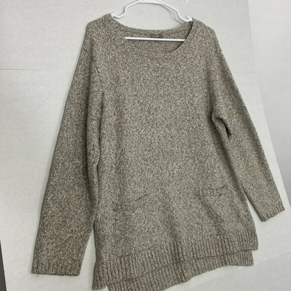 J. Jill Sweater with Pockets, Split High Low Hem, Beige / Tan, Large - Picture 3 of 9